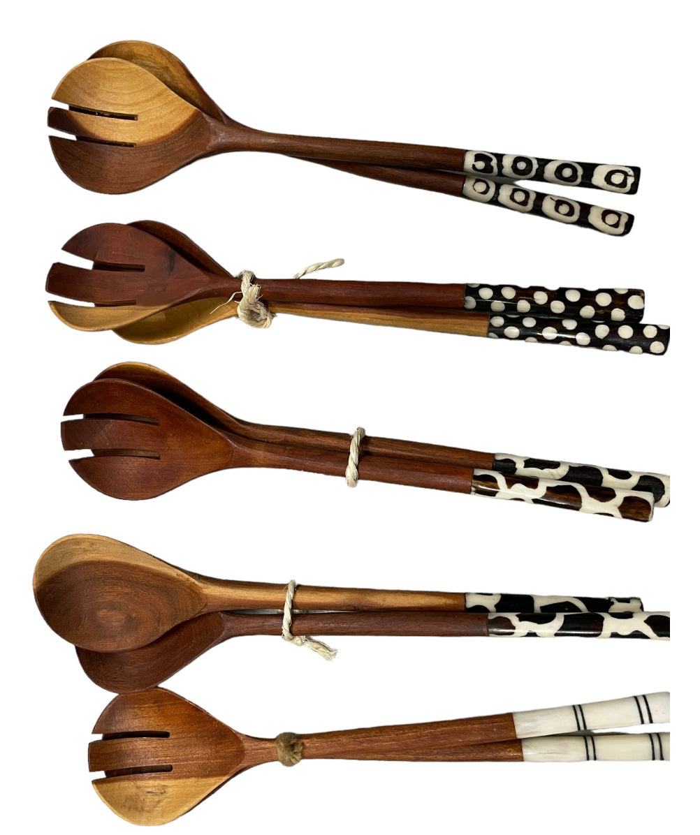 Rosewood Salad Set w/ Bone Accents