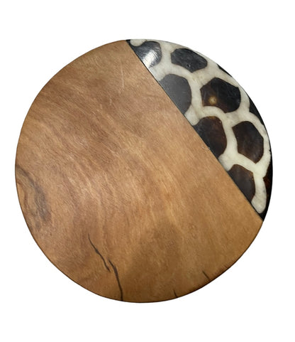 Uganda Olive Wood & Bone Coaster Set - 4 Piece